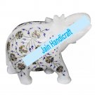 6" Marble Elephant Trunk Up gift Malachite Rare Stone Inlay Mosaic Gift Decor