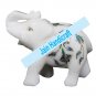 8" Marble Elephant Trunk Up gift Malachite Rare Stone Inlay Mosaic Gift Decor