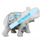 6" Marble Elephant Trunk Up gift Malachite Rare Stone Inlay Mosaic Gift Decor