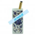 4" Marble candle stand and pen holder inlay malachite