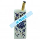 5" Marble candle stand and pen holder inlay malachite