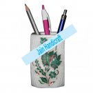 5" Marble candle stand and pen holder inlay malachite