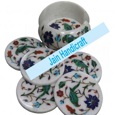 marble tea coaster inlay malachite