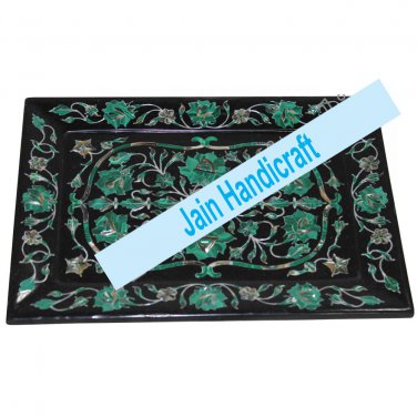 12"x18" Marvelous Marble tray Multi Floral Kitchen Decor inlay malachite