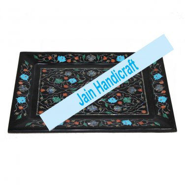 9"x12" Marvelous Marble tray Multi Floral Kitchen Decor inlay malachite