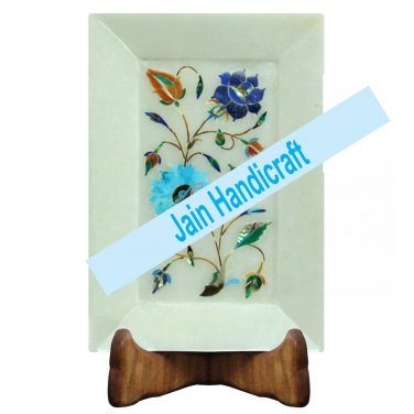 9"x6" Marvelous Marble tray Multi Floral Kitchen Decor inlay malachite