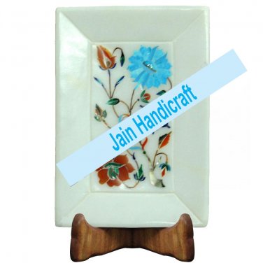 9"x6" Marvelous Marble tray Multi Floral Kitchen Decor inlay malachite