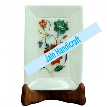 9"x12" Marvelous Marble tray Multi Floral Kitchen Decor inlay malachite