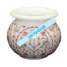 5" marble vase pot  flower home decor inlay malachite