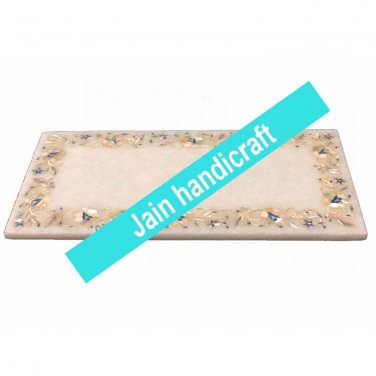 9"x12" White Marble tray  Kitchen Cheese Board Inlay malachite Gemstones