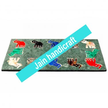 12"x18" White Marble tray  Kitchen Cheese Board Inlay malachite Gemstones