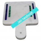 10" White Marble tray  Kitchen Cheese Board Inlay malachite Gemstones