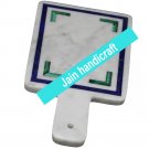 12" White Marble tray  Kitchen Cheese Board Inlay malachite Gemstones