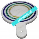 10" White Marble tray  Kitchen Cheese Board Inlay malachite Gemstones