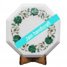 15" side coffee corner marble inlay stone table top  and decor malachite