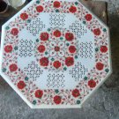 3'x3' side coffee corner marble inlay stone table top  and decor malachite