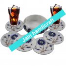 Marvelous Marble Lapis Inlay stone Tea Coffee Coaster Set Kitchen Home Decor