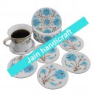 Marvelous Marble Lapis Inlay stone Tea Coffee Coaster Set Kitchen Home Decor