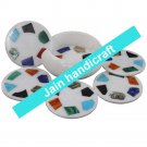 Marvelous Marble Lapis Inlay stone Tea Coffee Coaster Set Kitchen Home Decor