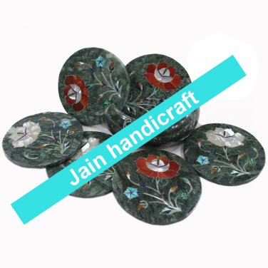 Marvelous Marble Lapis Inlay stone Tea Coffee Coaster Set Kitchen Home Decor
