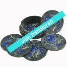 Marvelous Marble Lapis Inlay stone Tea Coffee Coaster Set Kitchen Home Decor
