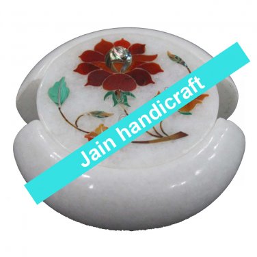 Marvelous Marble Lapis Inlay stone Tea Coffee Coaster Set Kitchen Home Decor