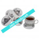 Marvelous Marble Lapis Inlay stone Tea Coffee Coaster Set Kitchen Home Decor