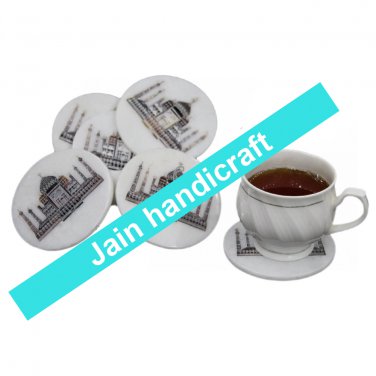 Marvelous Marble Lapis Inlay stone Tea Coffee Coaster Set Kitchen Home Decor