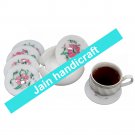 Marvelous Marble Lapis Inlay stone Tea Coffee Coaster Set Kitchen Home Decor