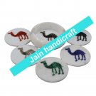Marvelous Marble Lapis Inlay stone Tea Coffee Coaster Set Kitchen Home Decor