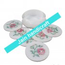 Marvelous Marble Lapis Inlay stone Tea Coffee Coaster Set Kitchen Home Decor