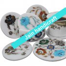 Marvelous Marble Lapis Inlay stone Tea Coffee Coaster Set Kitchen Home Decor