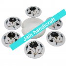 Marvelous Marble Lapis Inlay stone Tea Coffee Coaster Set Kitchen Home Decor