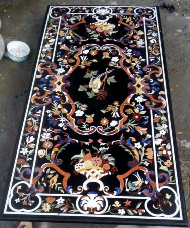 6'x3' coffee corner dining marble inlay stone table top use room and decor wall malachite