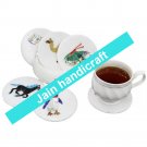 Marvelous Marble Lapis Inlay stone Tea Coffee Coaster Set Kitchen Home Decor