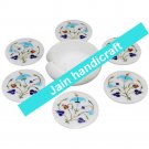 Marvelous Marble Lapis Inlay stone Tea Coffee Coaster Set Kitchen Home Decor