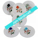 Marvelous Marble Lapis Inlay stone Tea Coffee Coaster Set Kitchen Home Decor