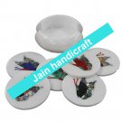 Marvelous Marble Lapis Inlay stone Tea Coffee Coaster Set Kitchen Home Decor