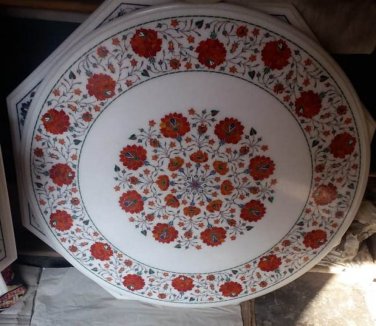 3'x3' MARBLE DINING COFFEE TABLE CENTER TOP INLAY FINE WORK MOSAIC DECOR