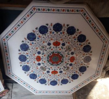 3'x3' MARBLE DINING COFFEE TABLE CENTER TOP INLAY FINE WORK MOSAIC DECOR