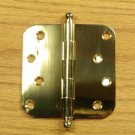 Polished Solid Bright Brass with Ball tip pin 4"x4" Door Hinges 5/8" radius corners
