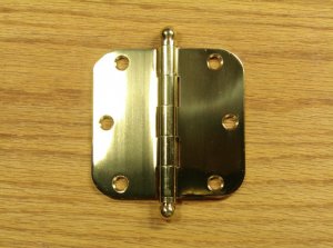 Polished Solid Bright Brass with Ball tip pin 3 1/2" Door Hinges 5/8" radius corners