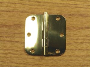 Polished Solid Bright Brass 3 1/2" Door Hinges 5/8" radius corners