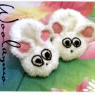 Hand Knitted Baby Boots Booties Handmade New Gift idea White Mouse Animal socks