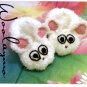 Hand Knitted Baby Boots Booties Handmade New Gift idea White Mouse Animal socks