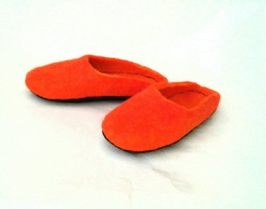 Felted slippers Handmade Handcraft US 8 Womens Warm Slippers Home shoes Brown
