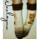 Wool socks Women Felted Home Socks Boots Women Girl Very Thick Winter Socken Fox