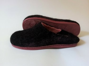Black wool slippers US 8 * Felted Winter Slippers * Handmade house shoes