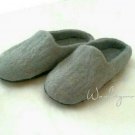 US 6.5 Unisex Boiled wool slippers * Grey Felt slippers * Handmade house shoes