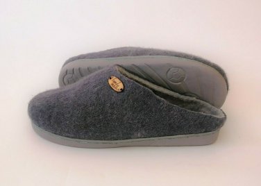 Grey felt slippers US12 * Felted Winter Mens Slippers * Handmade house shoes